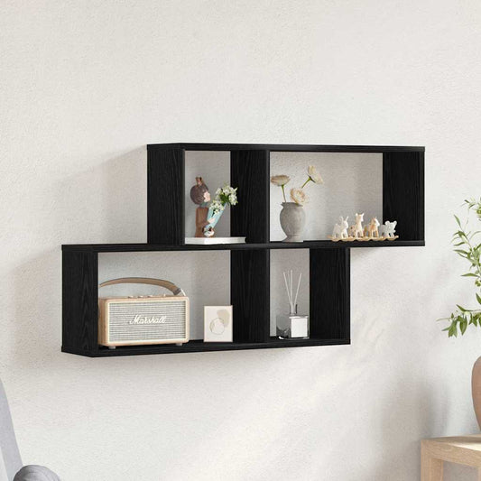 Scaffale da parete con lo scaffale Rovere Nero 76 x 15 x 53 cm | homemem39