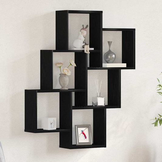Scaffale da parete con lo scaffale Rovere Nero 78 x 15 x 93 cm | homemem39