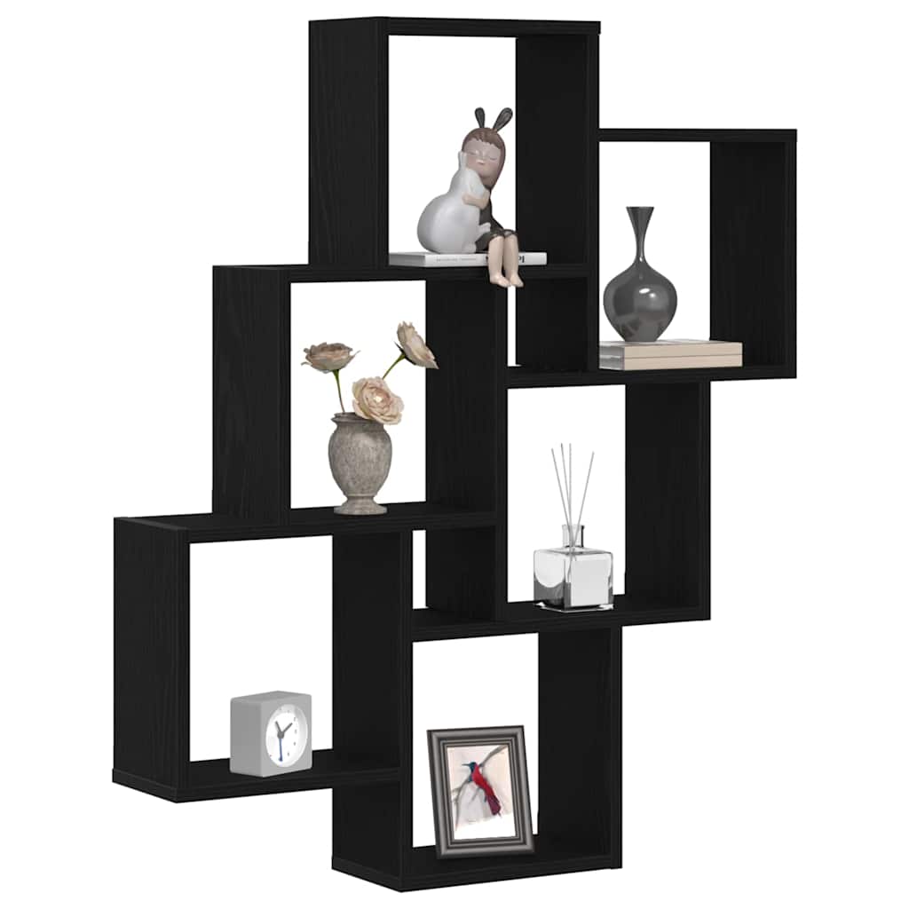 Scaffale da parete con lo scaffale Rovere Nero 78 x 15 x 93 cm