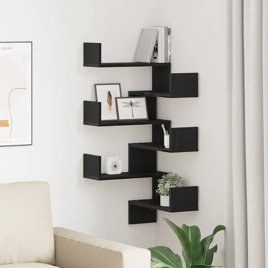 Scaffale da parete 2 pcs Rovere Nero 40 x 40 x 49,5 cm | homemem39