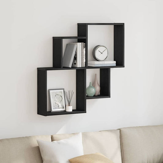 Scaffale da parete Rovere Nero 80 x 15 x 78,5 cm | homemem39
