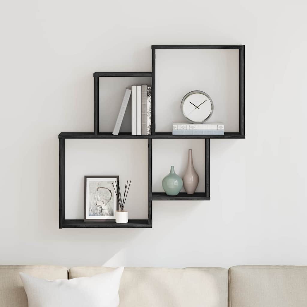 Scaffale da parete Rovere Nero 80 x 15 x 78,5 cm