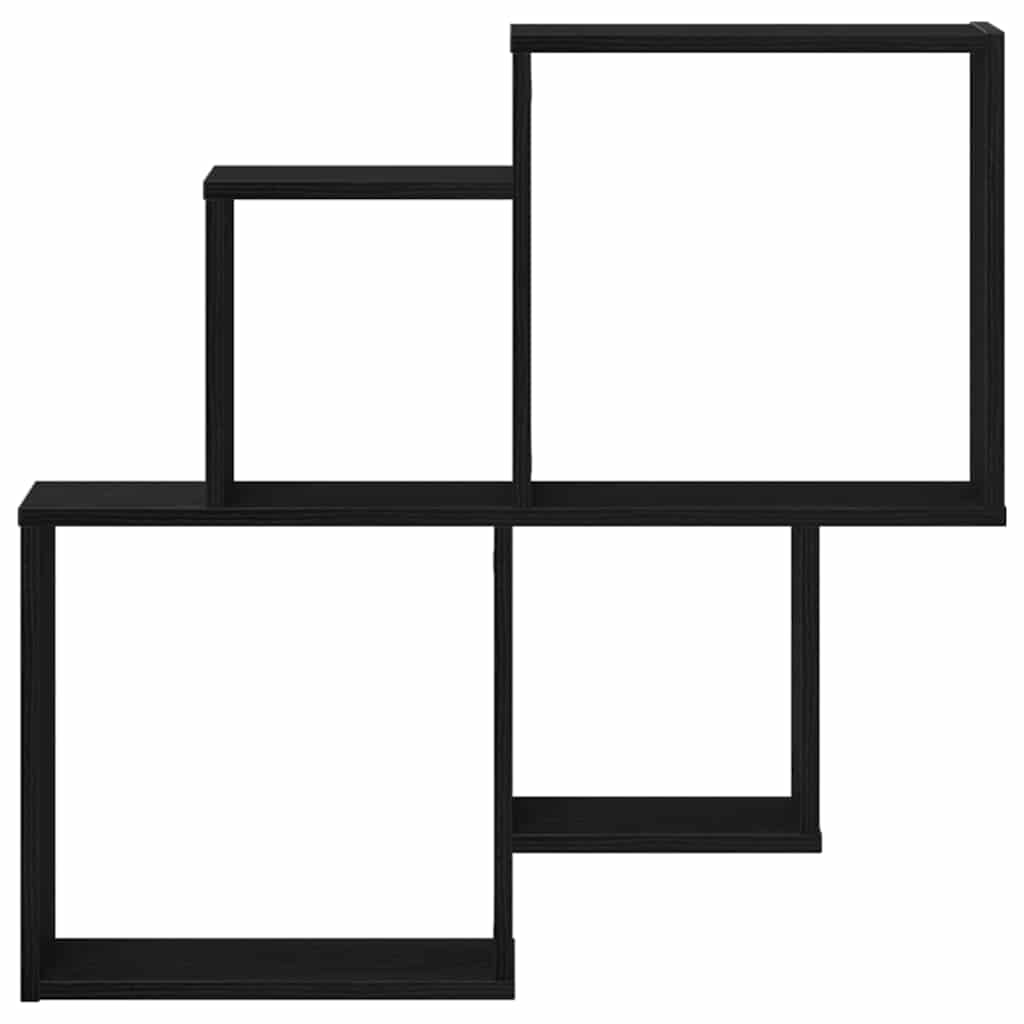 Scaffale da parete Rovere Nero 80 x 15 x 78,5 cm