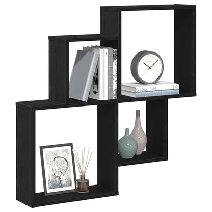 Scaffale da parete Rovere Nero 80 x 15 x 78,5 cm