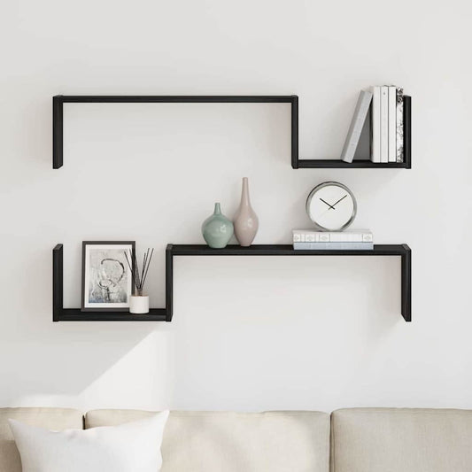 Scaffale da parete 2 pcs Rovere Nero 100 x 15 x 20 cm | homemem39
