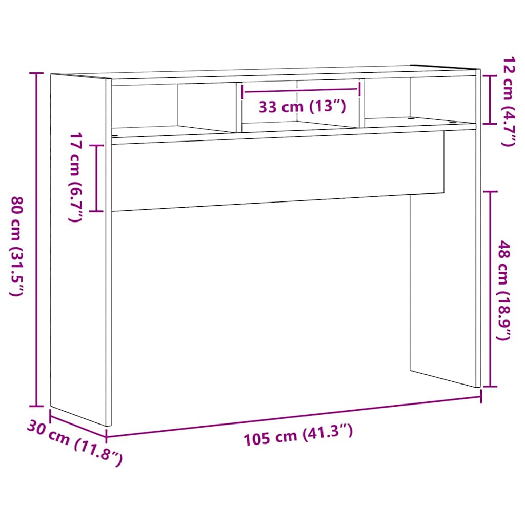 Tavolo consolle Rovere nero 105 x 30 x 80 cm Legno multistrato | homemem39