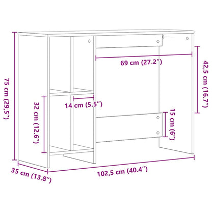 Scrivania Rovere Nero 102,5 x 35 x 75 cm Legno multistrato | homemem39