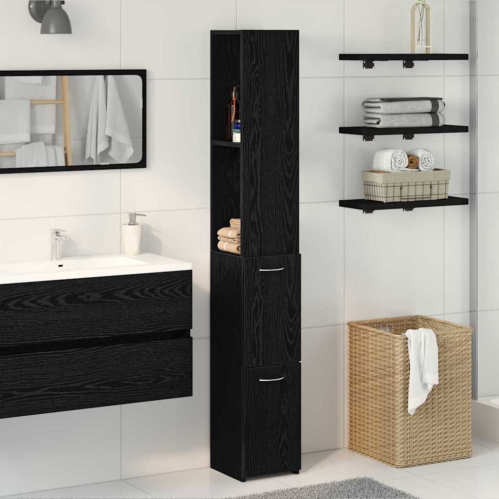 Mobile da Bagno Rovere Nero 25 x 25 x 170 cm | homemem39