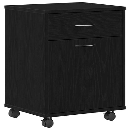 Mobile con Ruote Rovere Nero 45 x 38 x 54 cm Legno multistrato