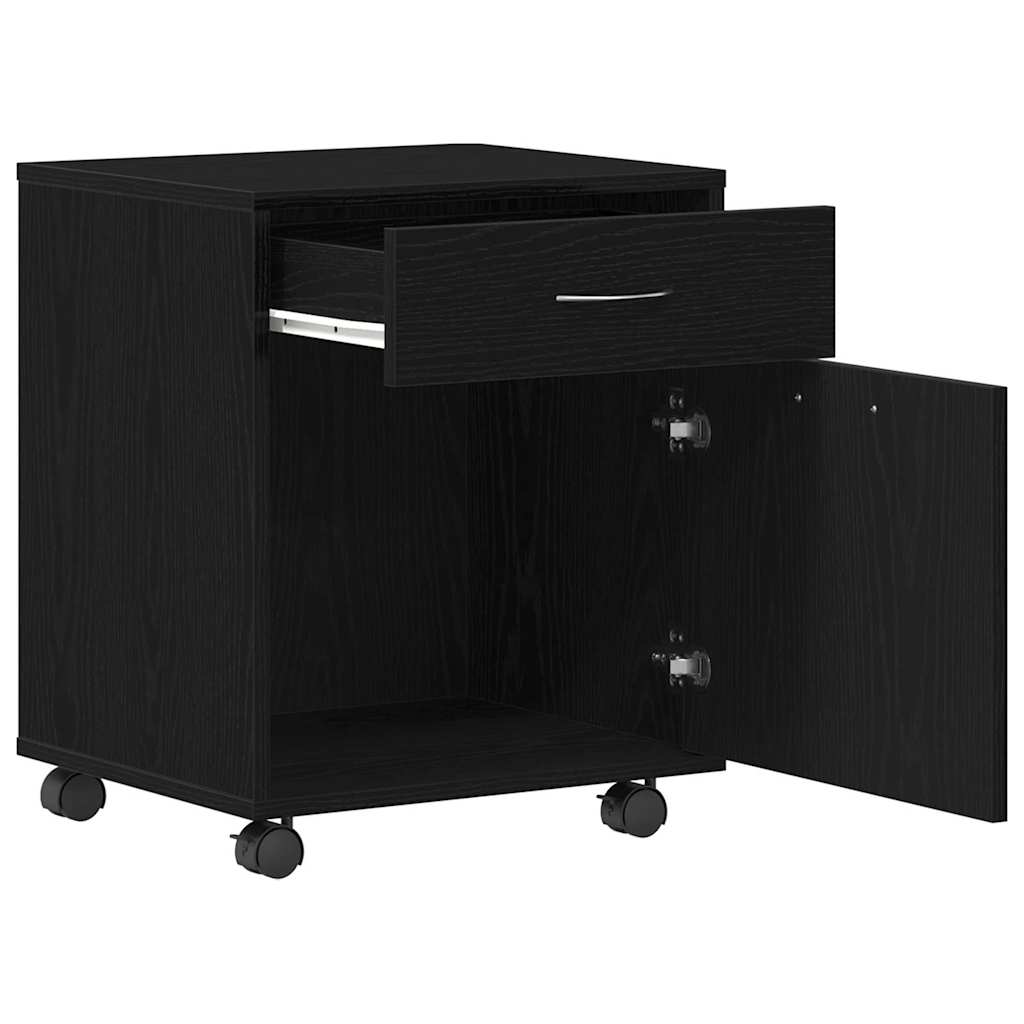 Mobile con Ruote Rovere Nero 45 x 38 x 54 cm Legno multistrato | homemem39
