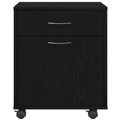 Mobile con Ruote Rovere Nero 45 x 38 x 54 cm Legno multistrato