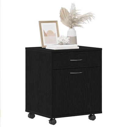 Mobile con Ruote Rovere Nero 45 x 38 x 54 cm Legno multistrato