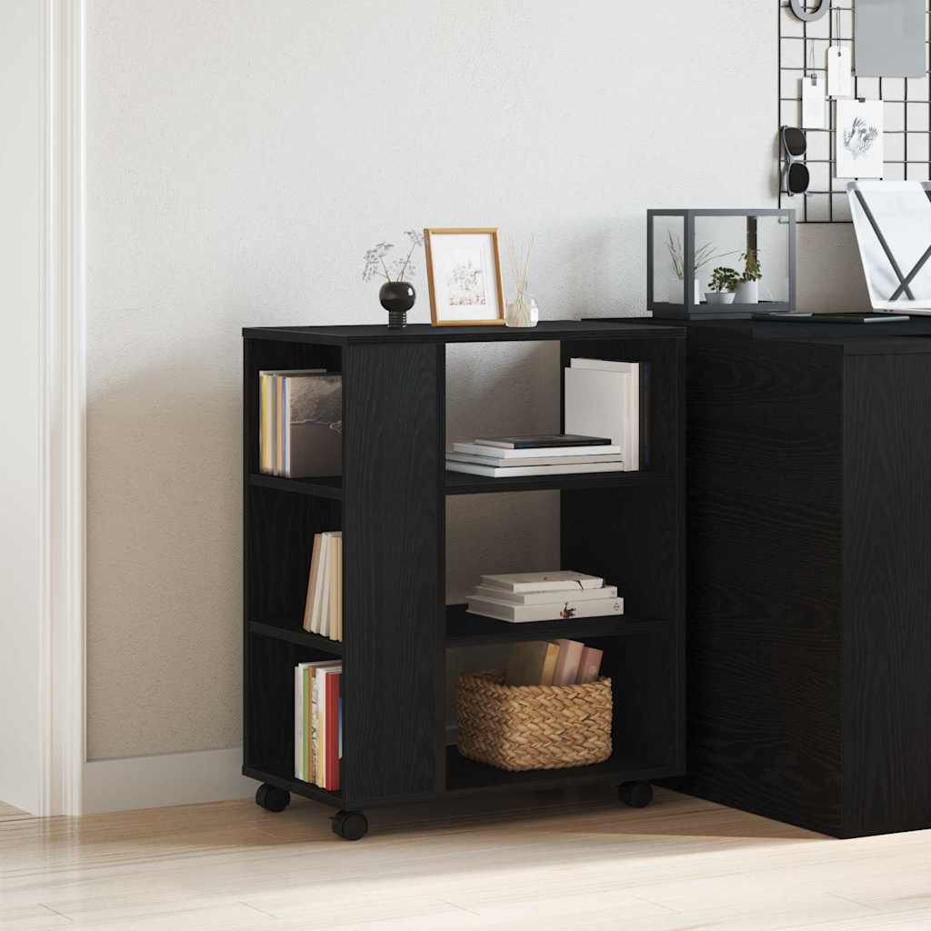 Armadio con ruota Rovere Nero 60 x 35 x 75 cm Legno multistrato