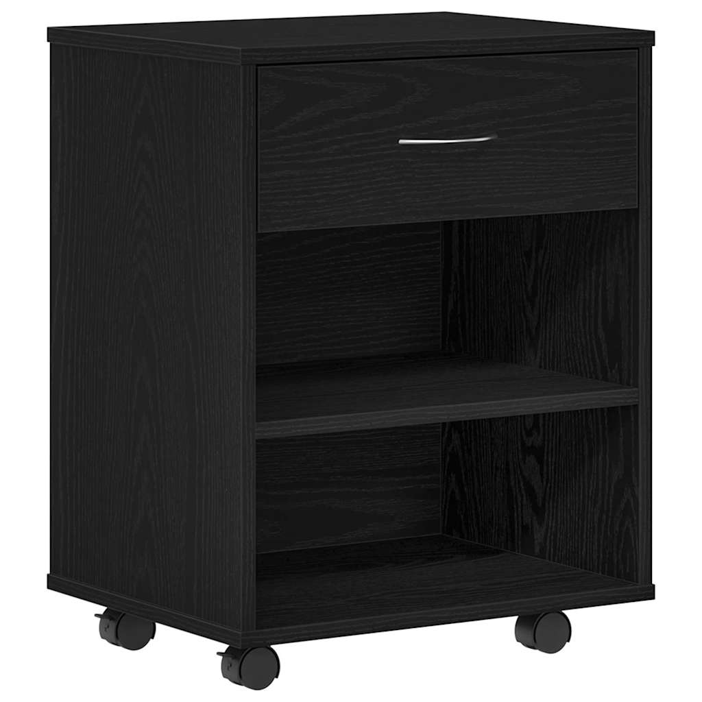 Armadio con ruota Rovere Nero 46 x 36 x 59 cm Legno multistrato | homemem39