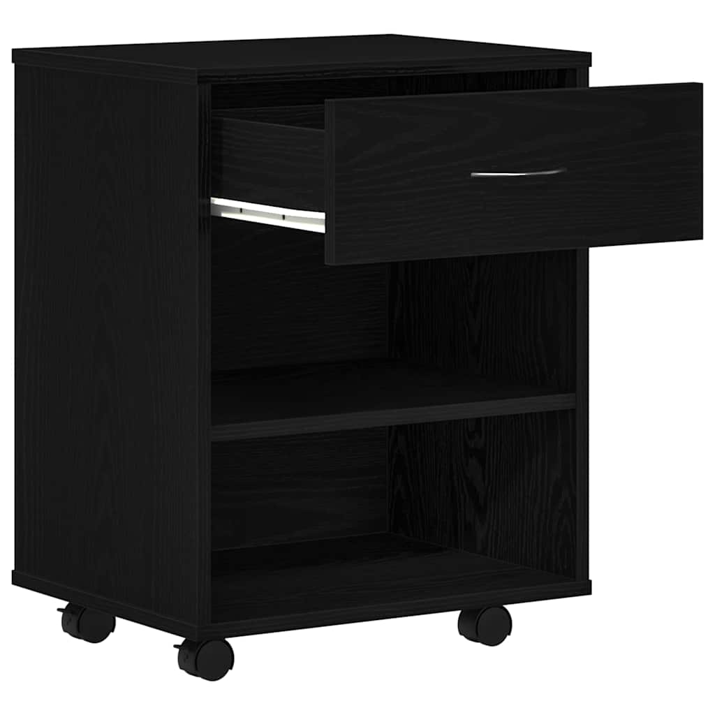 Armadio con ruota Rovere Nero 46 x 36 x 59 cm Legno multistrato