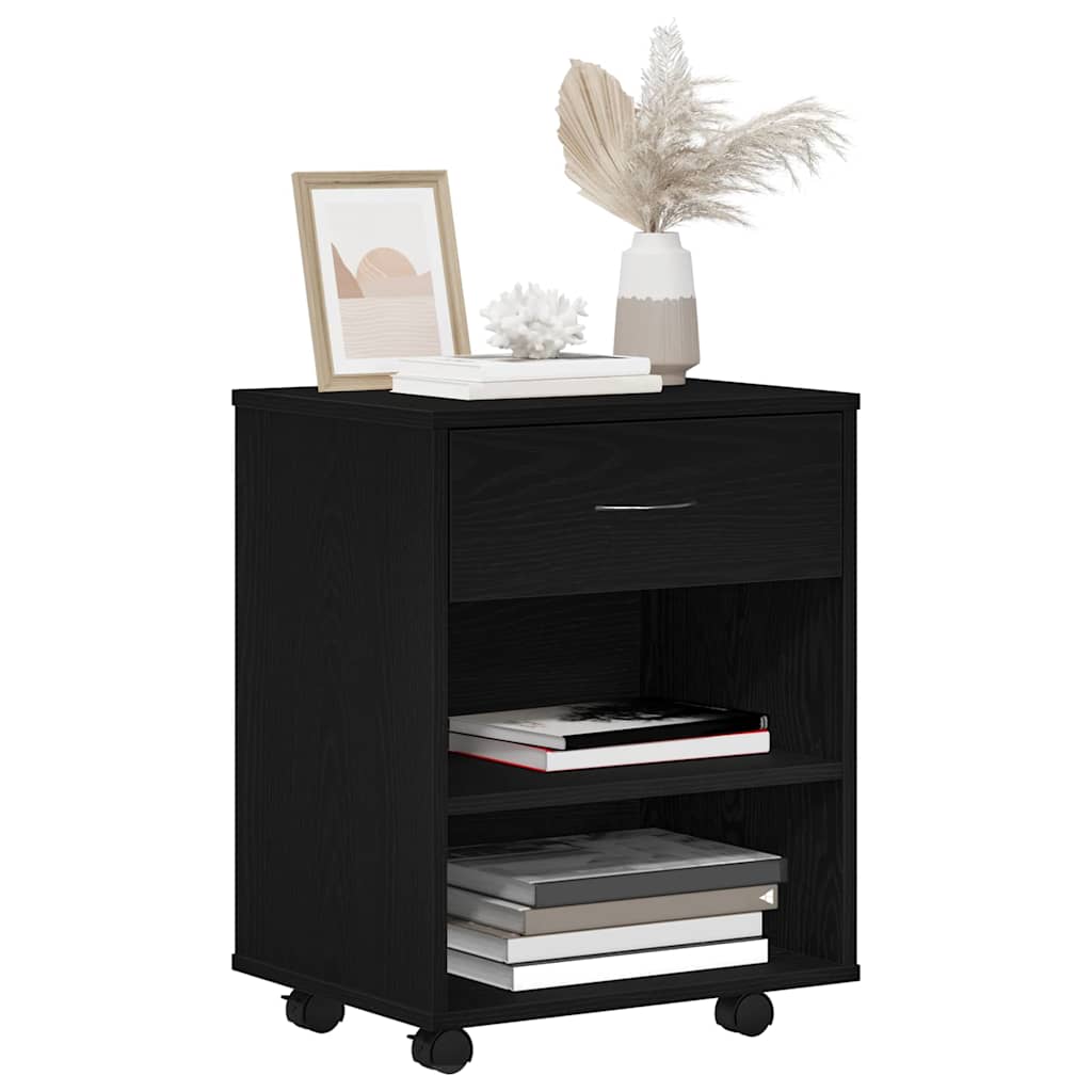 Armadio con ruota Rovere Nero 46 x 36 x 59 cm Legno multistrato