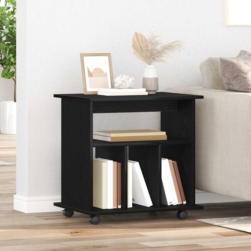 Mobile con Ruote Rovere Nero 60 x 45 x 55 cm Legno multistrato | homemem39