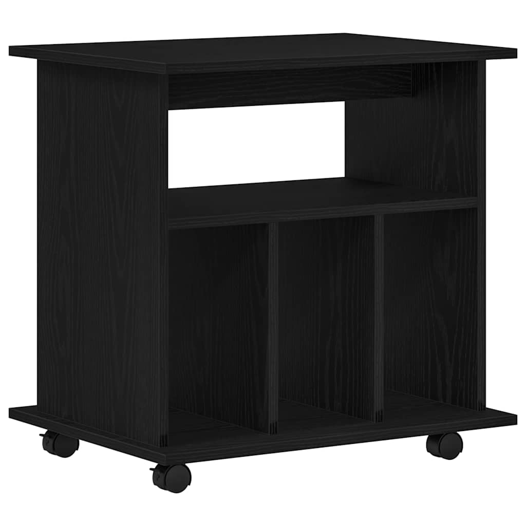 Mobile con Ruote Rovere Nero 60 x 45 x 55 cm Legno multistrato | homemem39