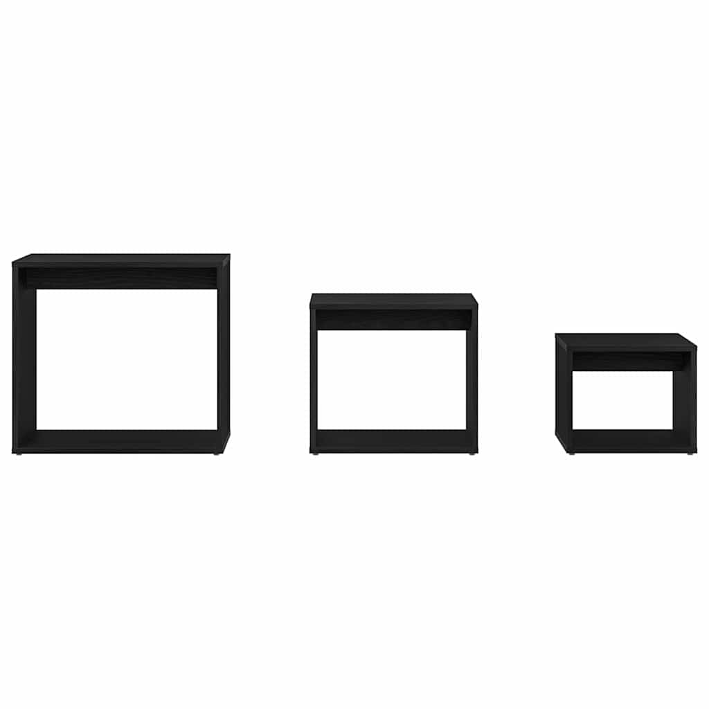 Tavolo Nesting 3 pcs Rovere Nero Legno multistrato