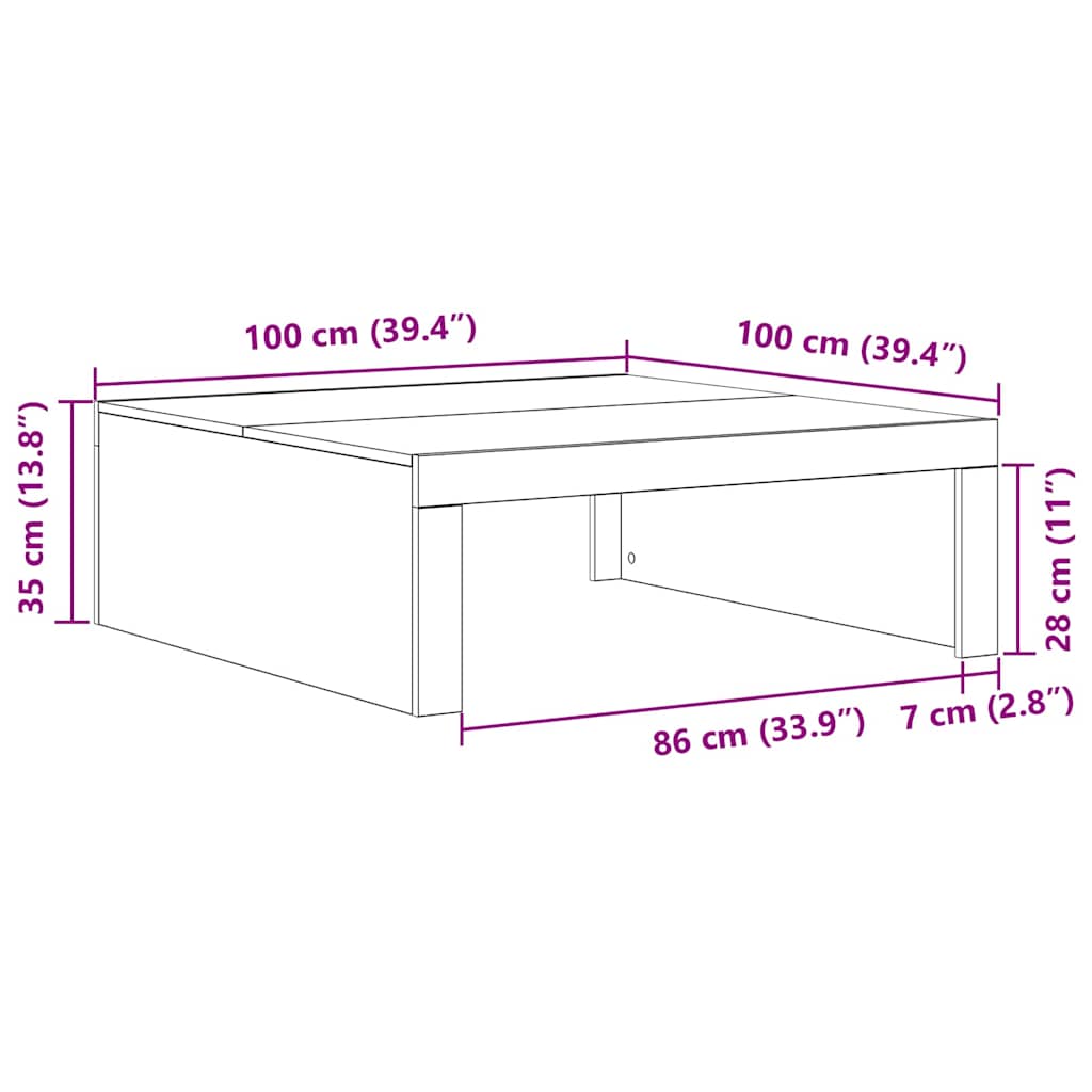 Tavolino da salotto Rovere Nero 100 x 100 x 35 cm | homemem39