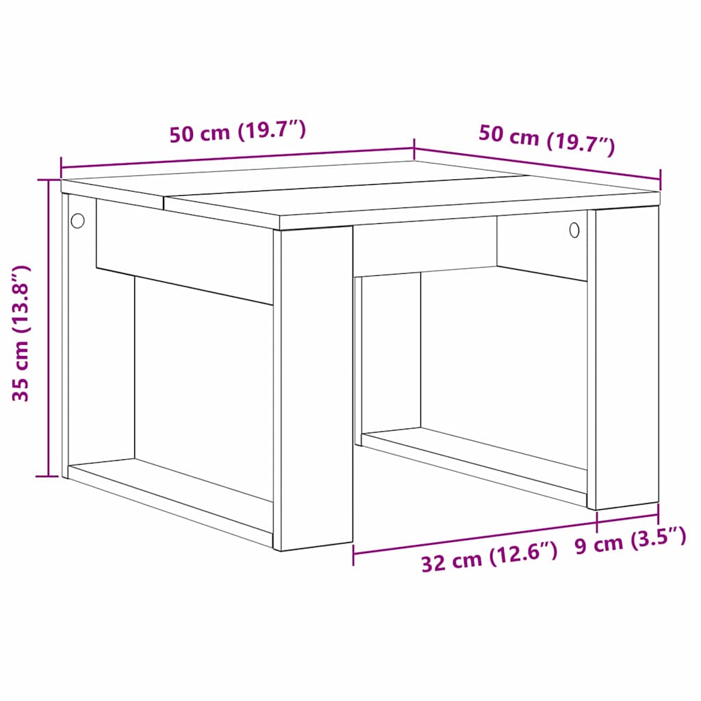 Tavolino da salotto Rovere Nero 50 x 50 x 35 cm | homemem39