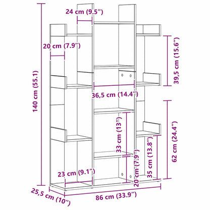 Libreria Rovere Nero 86 x 25,5 x 140 cm Legno multistrato | homemem39
