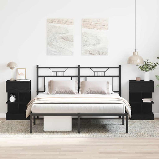 Armadio da Notte con cassetto 2 pcs Rovere Nero 40 x 35 x 65 cm