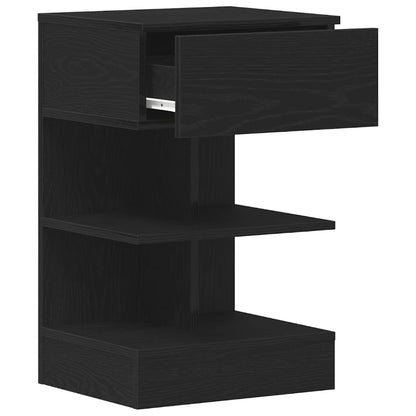 Armadio da Notte con cassetto 2 pcs Rovere Nero 40 x 35 x 65 cm