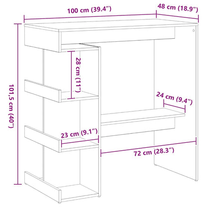 Tavolo da bar Rovere Nero 100 x 48 x 101,5 cm Legno multistrato | homemem39