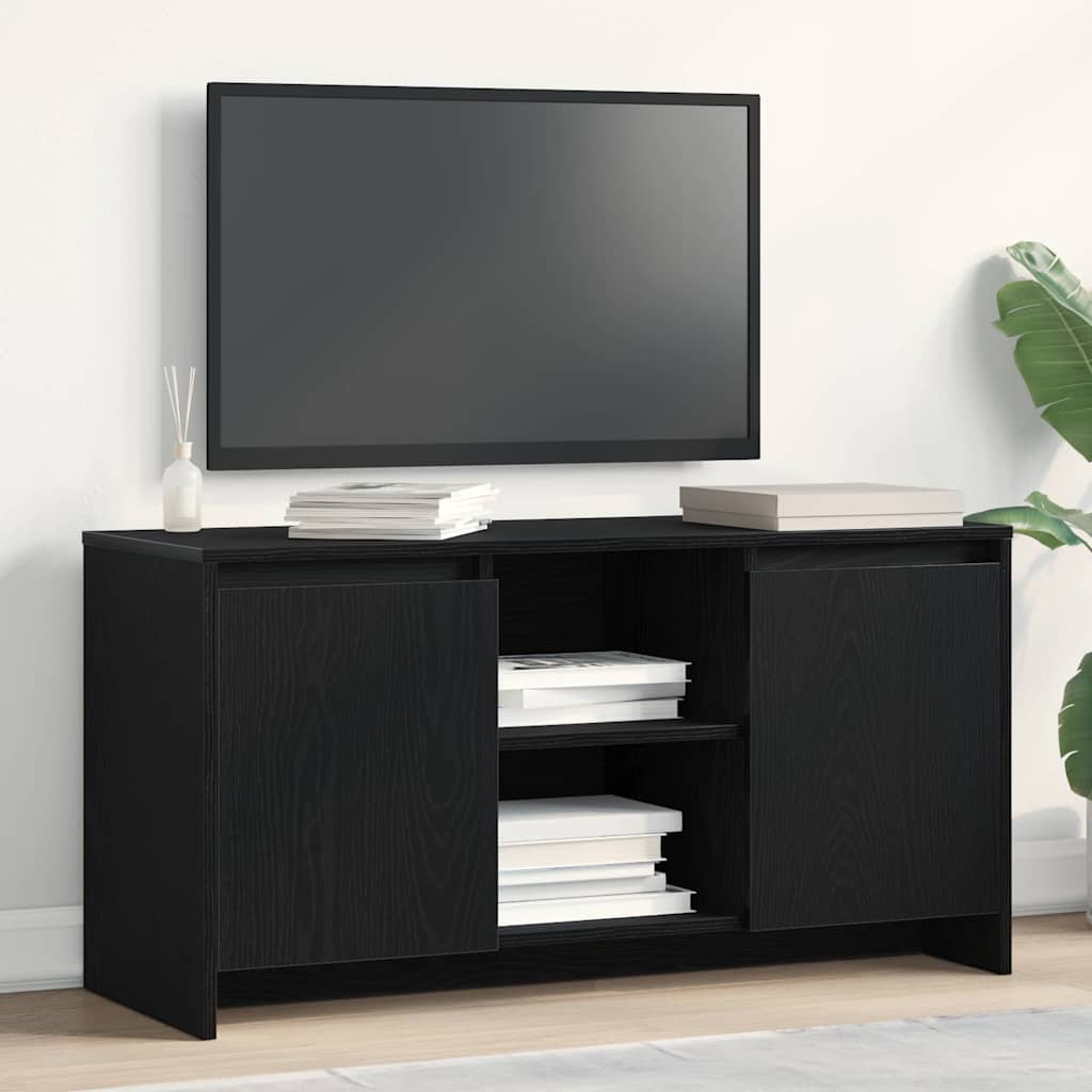 Mobile TV Rovere Nero 102 x 37,5 x 52,5 cm Legno multistrato