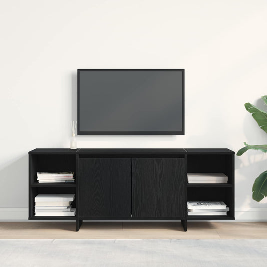 Mobile TV 130 x 35 x 50 cm Rovere Nero Legno ingegnerizzato