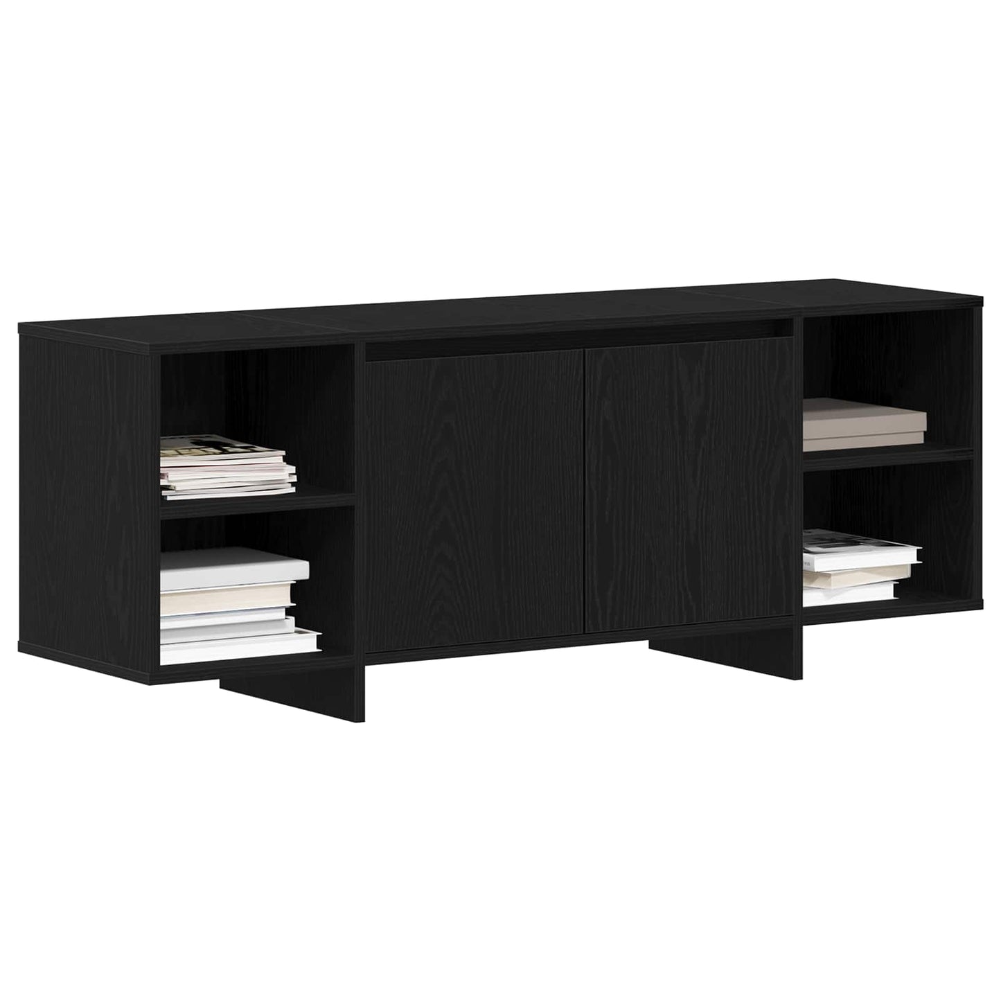 Mobile TV 130 x 35 x 50 cm Rovere Nero Legno ingegnerizzato