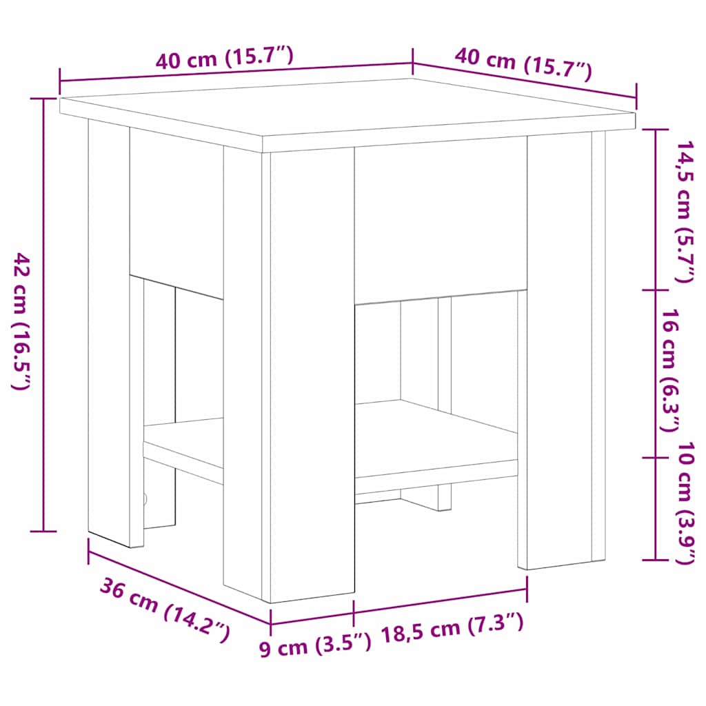 Tavolino da salotto Rovere Nero 40 x 40 x 42 cm | homemem39