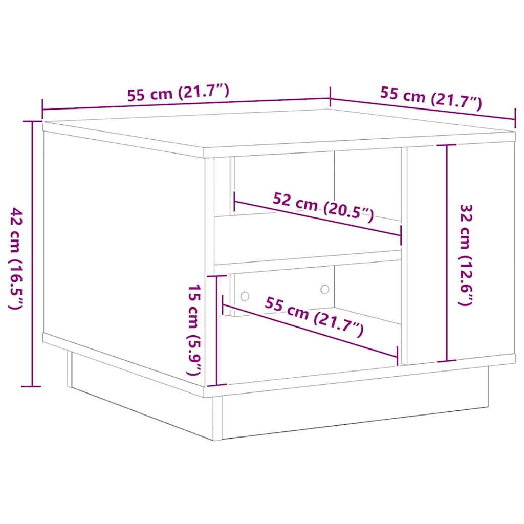 Tavolino da salotto Rovere Nero 55 x 55 x 42 cm