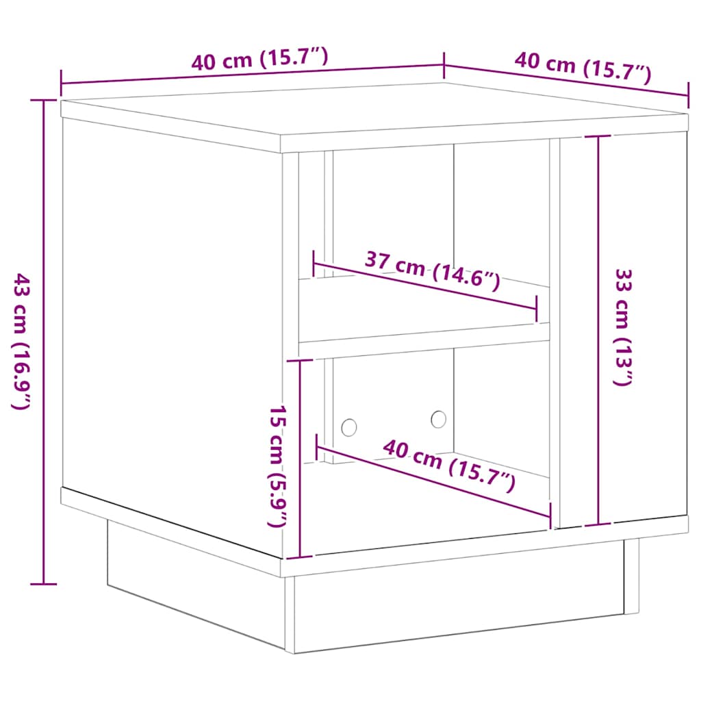 Tavolino da salotto Rovere Nero 40 x 40 x 43 cm