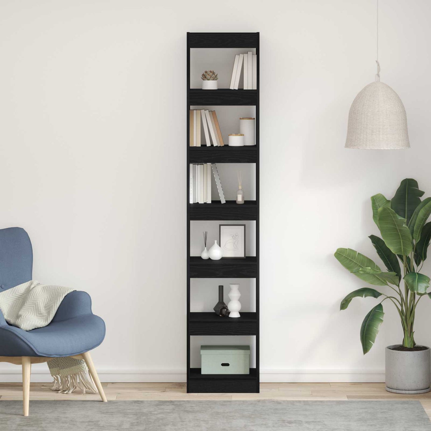 Armadio per Libri Rovere Nero 40 x 30 x 198 cm