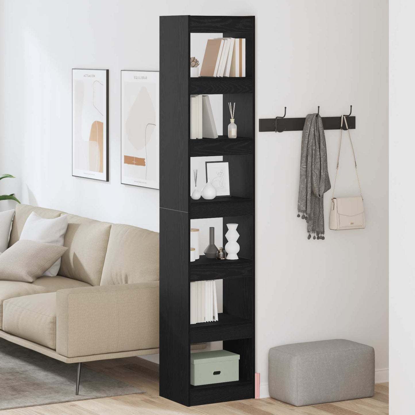 Armadio per Libri Rovere Nero 40 x 30 x 198 cm
