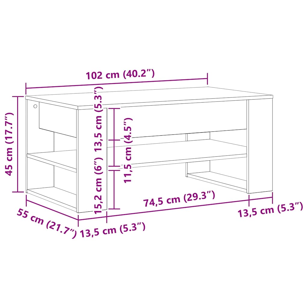 Tavolino da salotto Legno vecchio 102 x 55 x 45 cm | homemem39
