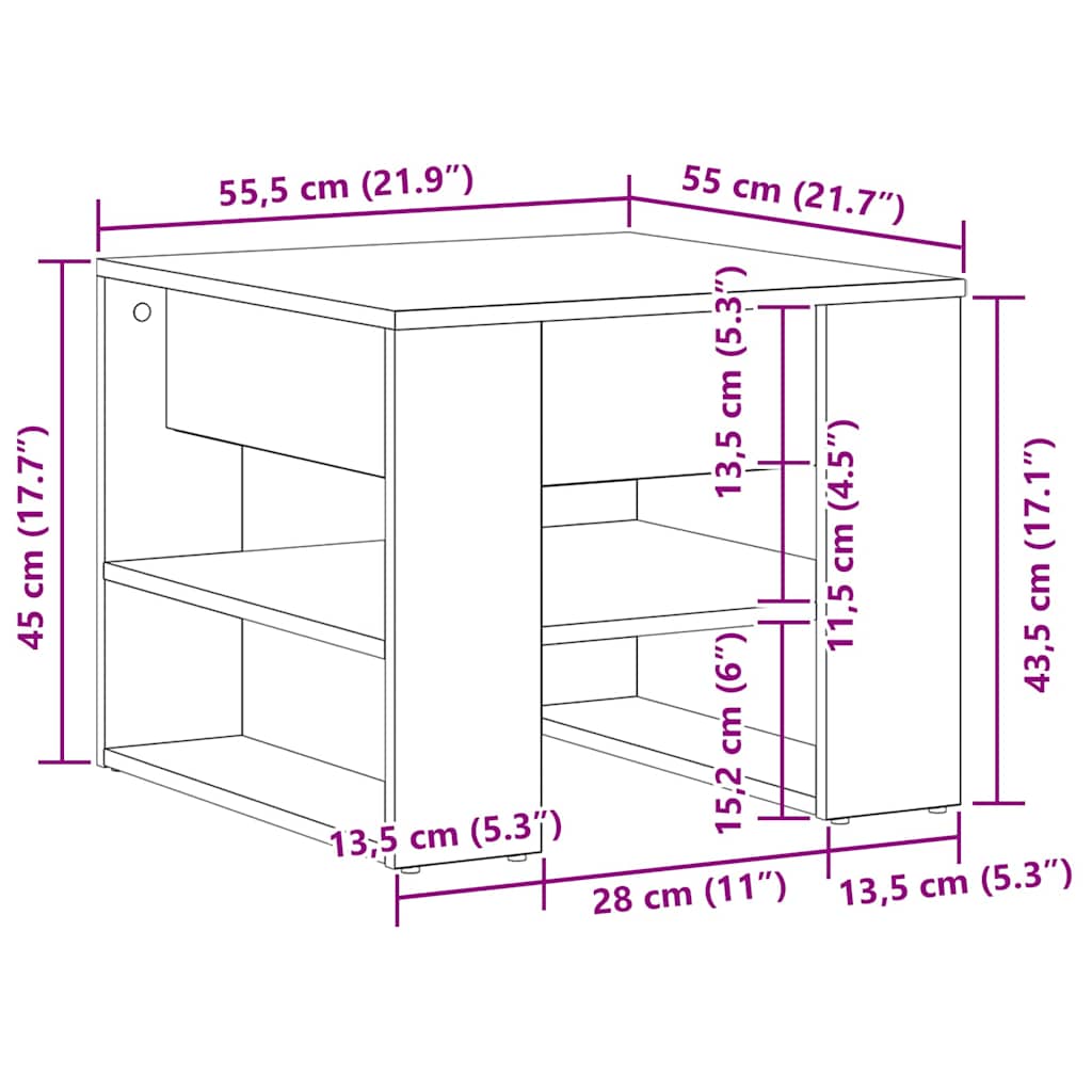 Tavolino da salotto Rovere Nero 55,5 x 55 x 45 cm | homemem39