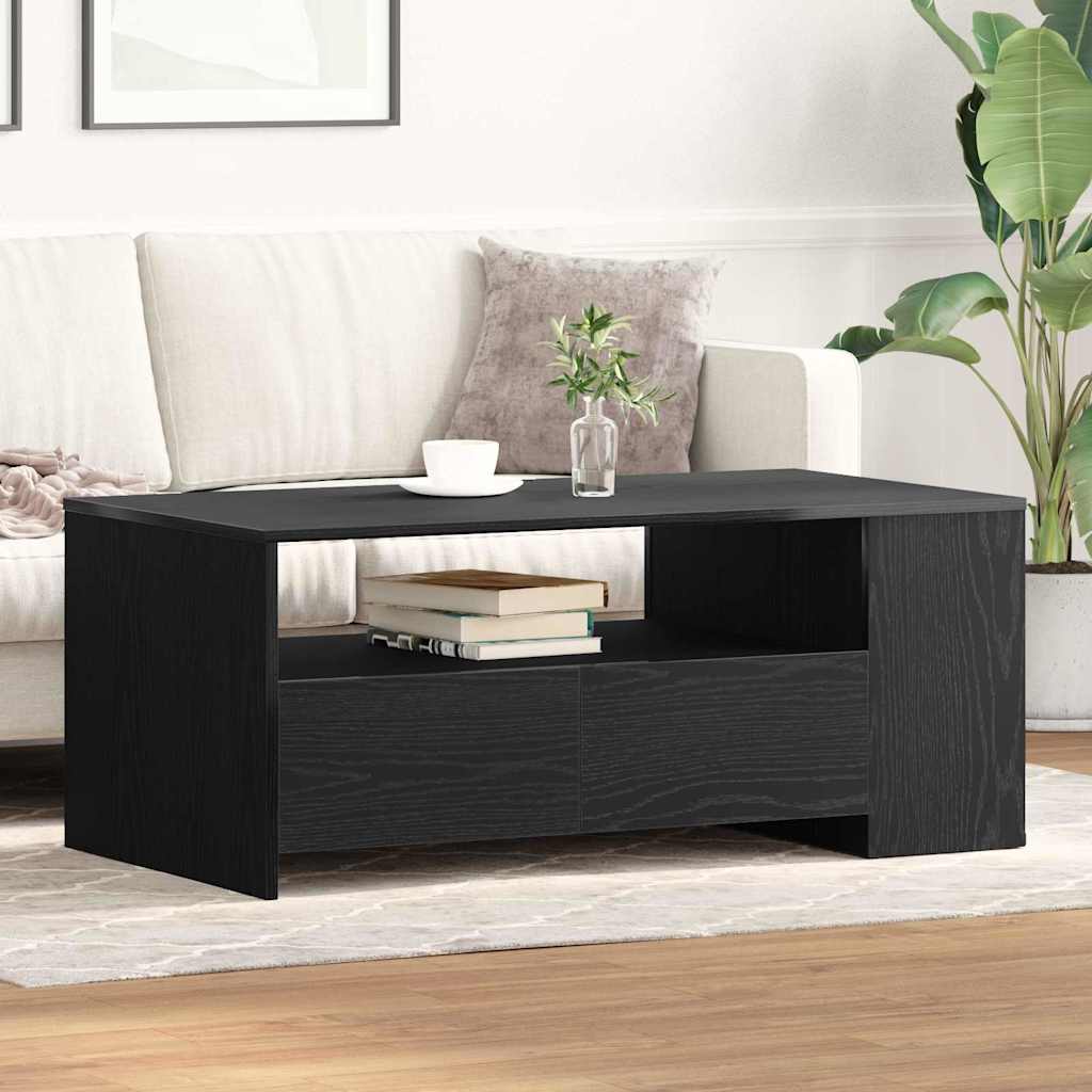 Tavolino da salotto con cassetto Rovere Nero 102 x 55 x 43,5 cm