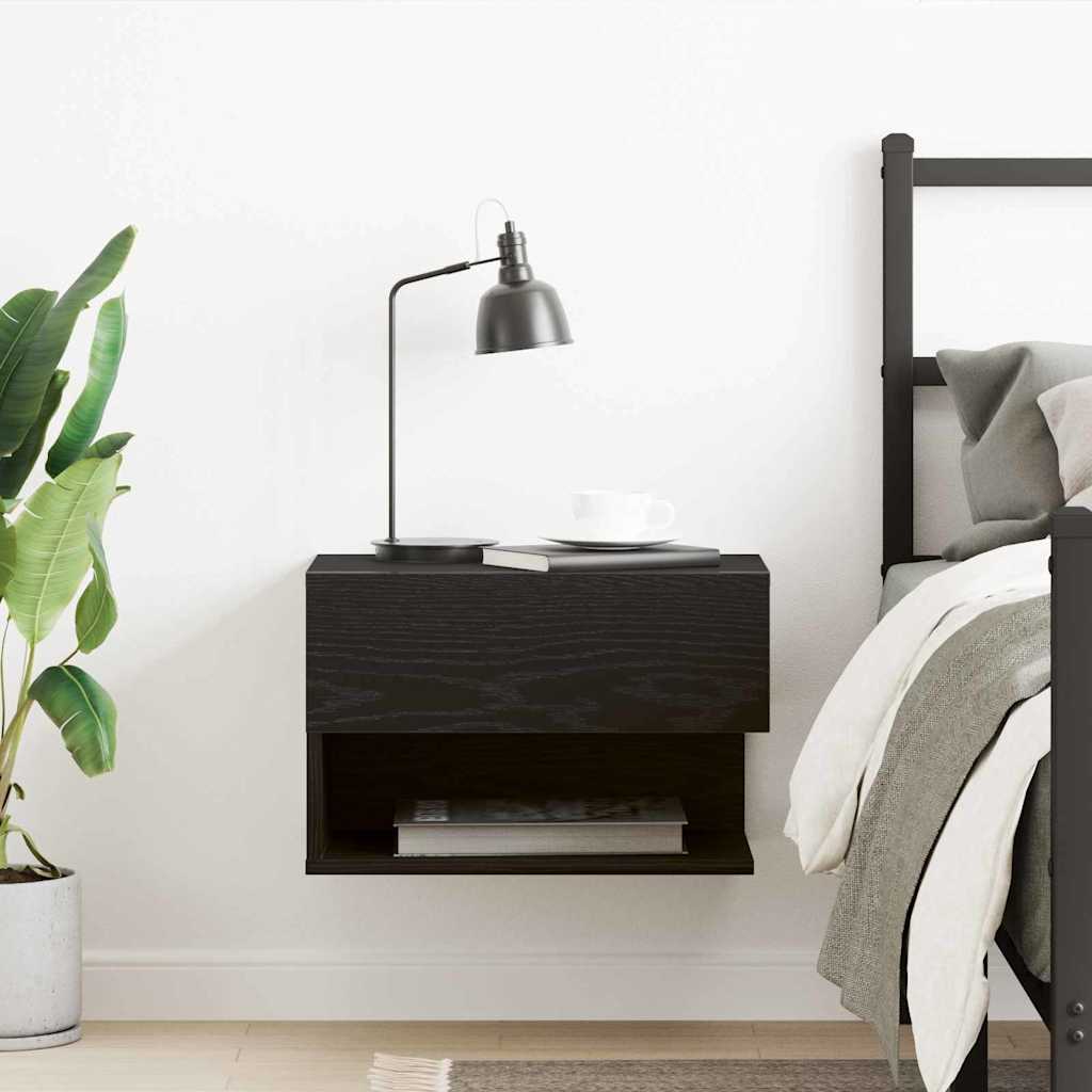 Armadio da Notte Rovere Nero 46 x 30 x 30 cm Legno multistrato | homemem39