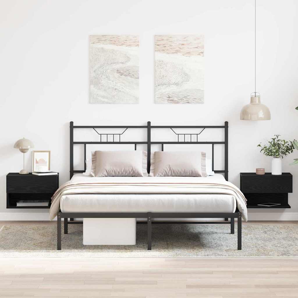 Armadio da Notte con cassetto 2 pcs Rovere Nero 46 x 30 x 30 cm | homemem39