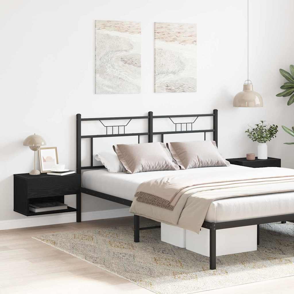 Armadio da Notte con cassetto 2 pcs Rovere Nero 46 x 30 x 30 cm | homemem39