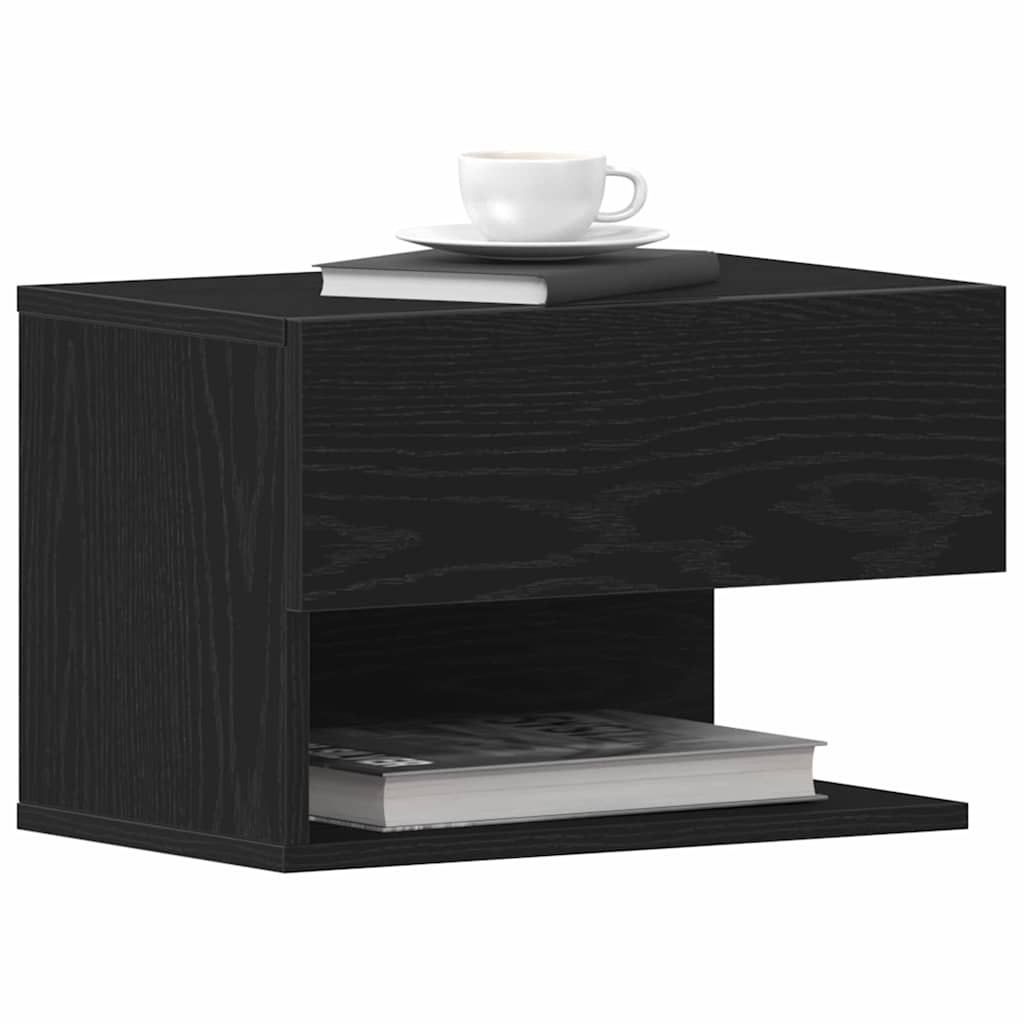 Armadio da Notte con cassetto 2 pcs Rovere Nero 46 x 30 x 30 cm