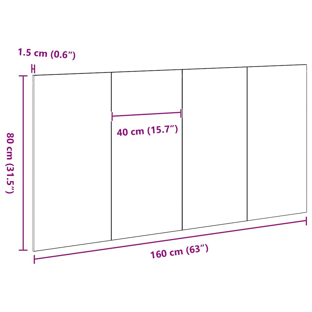 Testiera del letto con testiera Rovere Nero 160 x 1.5 x 80.5 cm