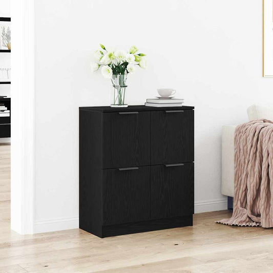 Credenza Rovere Nero 60 x 30 x 70 cm Legno multistrato