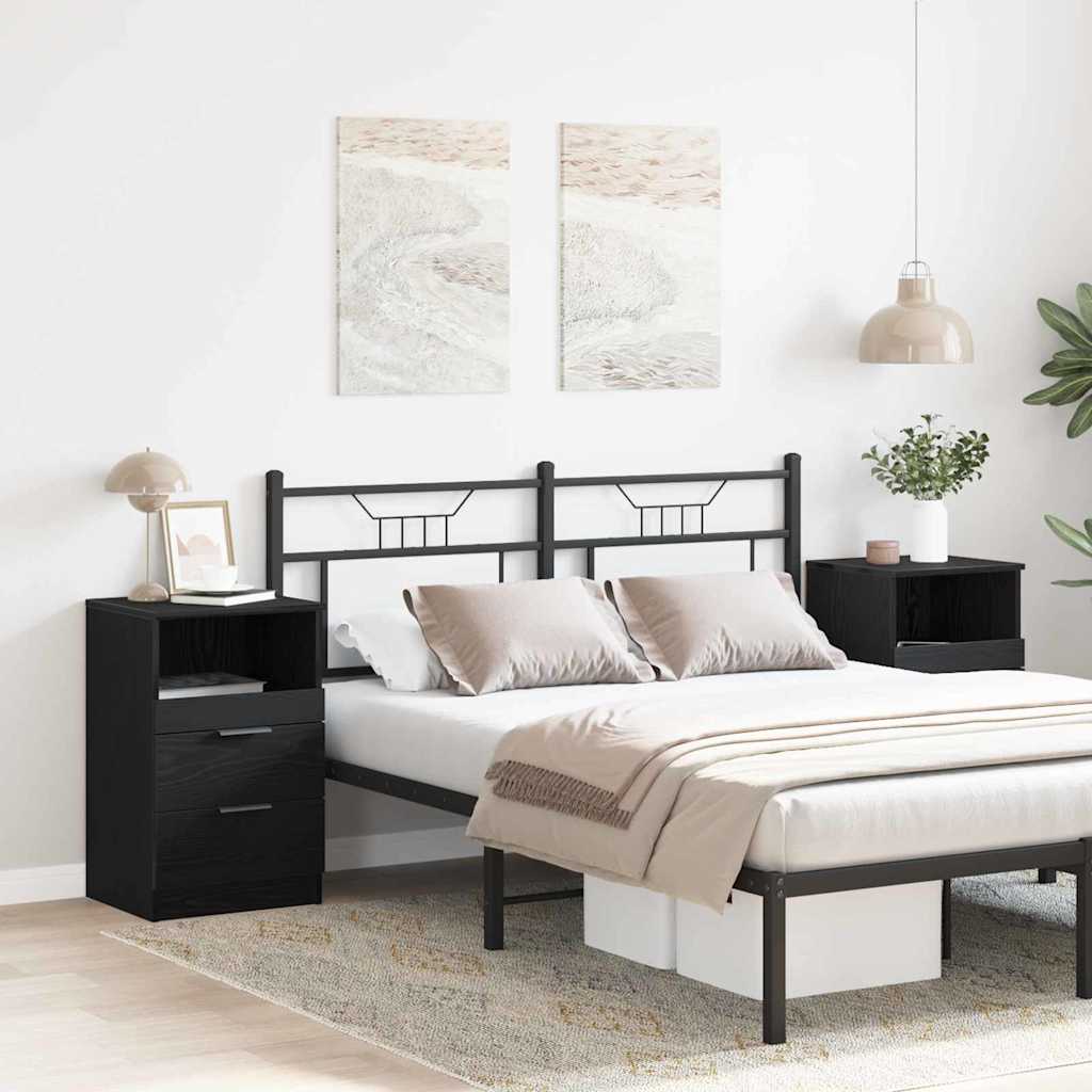 Armadio da Notte con cassetto 2 pcs Rovere Nero 40 x 35 x 65 cm