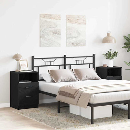 Armadio da Notte con cassetto 2 pcs Rovere Nero 40 x 35 x 65 cm