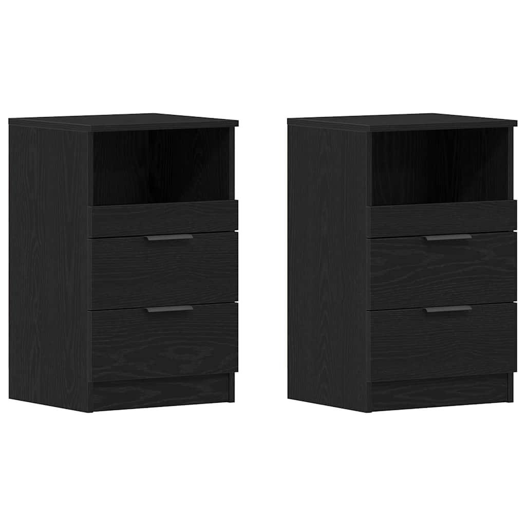 Armadio da Notte con cassetto 2 pcs Rovere Nero 40 x 35 x 65 cm