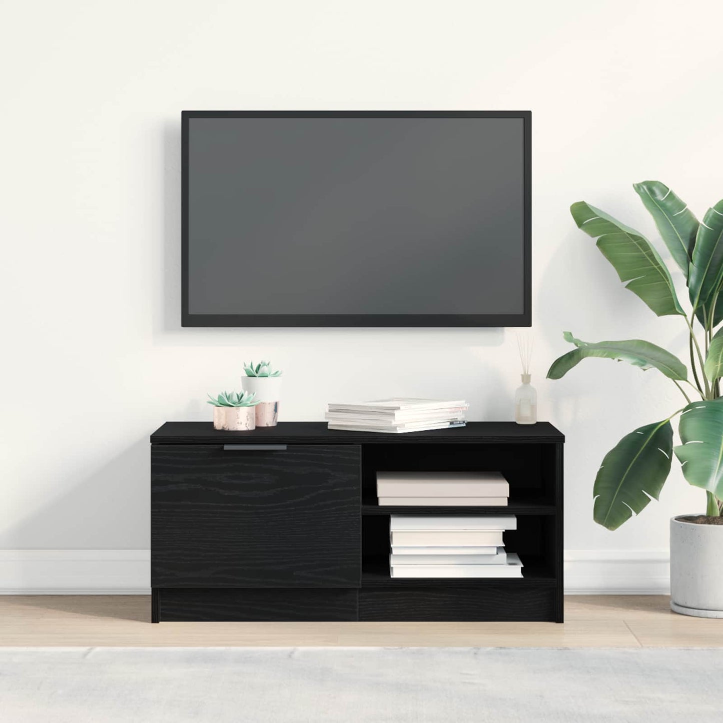 Mobile TV Rovere Nero 80 x 35 x 36,5 cm Legno multistrato